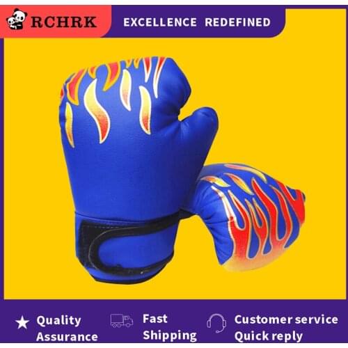 Kids Children Boxing Gloves Professional Flame Mesh Breathable PU Leather Flame Gloves Sanda Boxing Training Glove Universal Hot