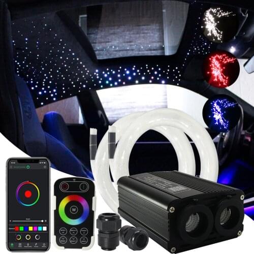 Bluetooth Double Heads 32W RGB LED Fiber Optic Starry Ceiling lighting kits Touch RF Remote for Car Roof Star Kid Room Ceiling