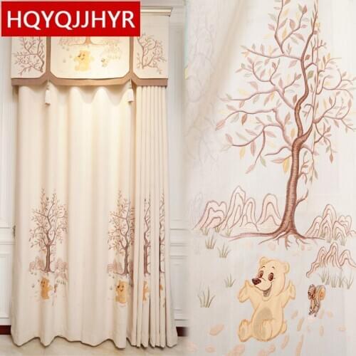 European Luxury High-Quality Childrens Embroidered Blackout Curtains For Boys And Girls Bedroom Custom Finished Curtains
