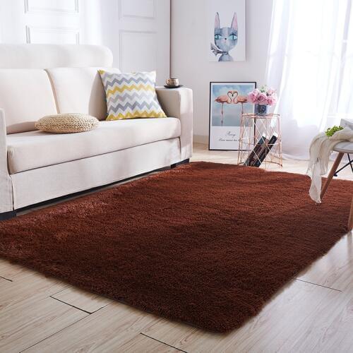 European modern rectangular blanket long hair non-slip silk floor mat living room coffee table rug bedroom bed thick carpet