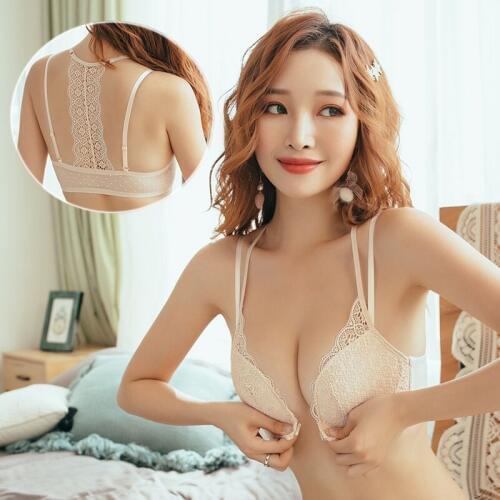 The front button beautiful back underwear female without underwire small bra gathers on supports the thick sexy lace