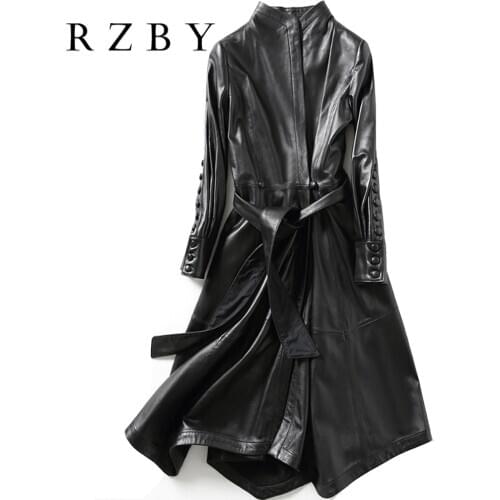 RZBY 100% Genuine Leather Jacket Women Winter Jackets 2020 Korean Natural Sheepskin Coat Female Real Leather Long Windbreaker
