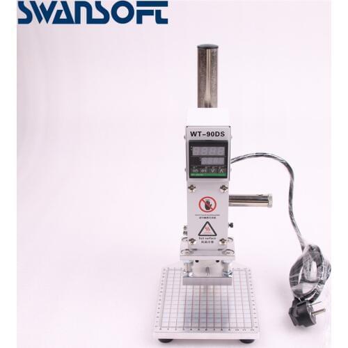 SWANSOFT WT-90DS 80*100mm LOGO Paper Leather Pneumatic Digital Hot Foil Stamping Embossing Creasing Machine Heat Press Machine