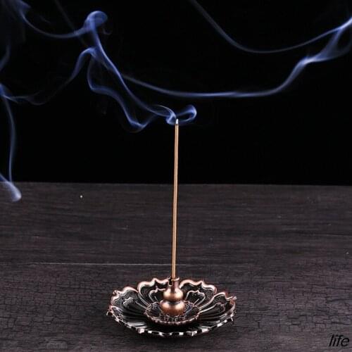 Copper Portable Incense Holder Mini Lotus Flower Incense Sticks Burner Cones Censer Teahouse Incense tower cone incense tray