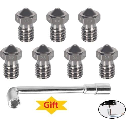 MEGA 14pcs/lot E3D V5 V6 Hardened Steel Nozzles M6 Thread 3D Printer Parts For Printing PEI PEEK Carbon Fiber 1.75mm Filament