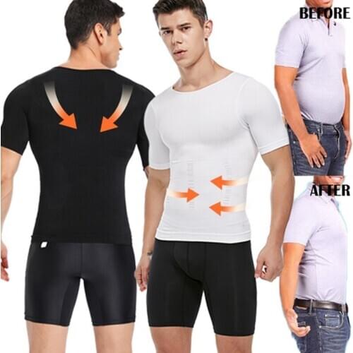 Men Slim Body Undershirt Compression Shirt Shaper Belly Underwear Seamless Belly Shapewear Tummy Control Top Waist Tops Shapers