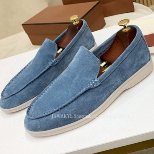 Hot Sell Men Flat Loafers Leisure Slip-on Suede Mules Round Toe Shallow One Pedal Casual Flats Multicolor Solid Dress Shoes