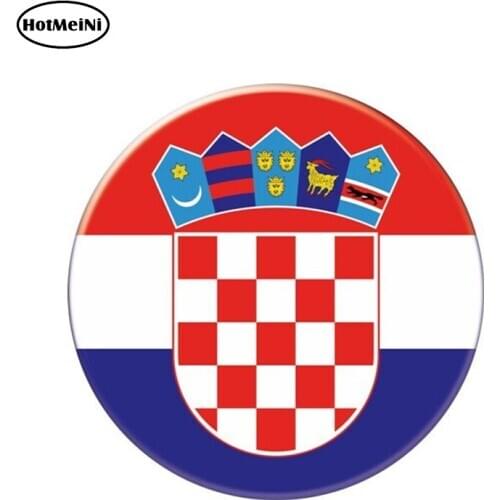 HotMeiNi 13cm x 13cm Auto Moto Bike Suitcase Laptop Flag Round Croatia Decal Reflective Car Sticker Waterproof 3D Car Styling