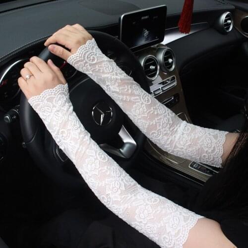 Outdoor Riding Driving Arm Sleeves Women Lace Ice Silk Breathable Arm Covers Fishing Fitness Sun Shade Anti-uv Mtb Cuffs