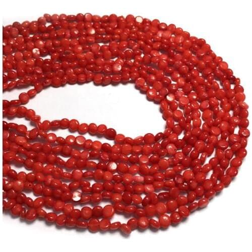 Natural Red Coral Beads Irregural Shape Small Beaded for Making Women DIY Bracelet Necklace Jewellery Size 2x4mm Length 38 CM
