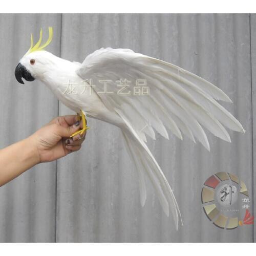 New simulaiton white Cockatoo toy polyethylene & furs wings White cockatoo bird doll gift about 43cm 2283