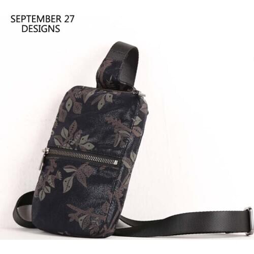 New Casual Chest Bag Women Printing Mini Messenger Crossbody Bags Genuine Leather Sheepskin Soft Fashion Female Small Phone Bag