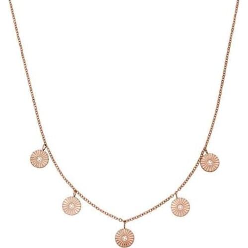 Hawaiian style Stainless Steel Kuikawa Chain Necklace with 5pcs Round Charms as Beach Girl Jewelry