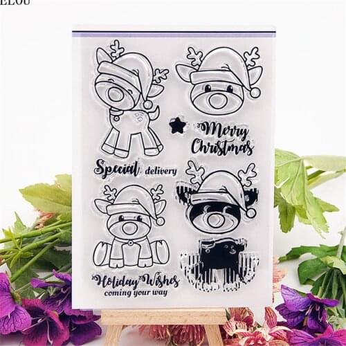 PANFELOU Cute hat deer Transparent Silicone Rubber Clear Stamps cartoon for Scrapbooking/DIY Easter wedding album