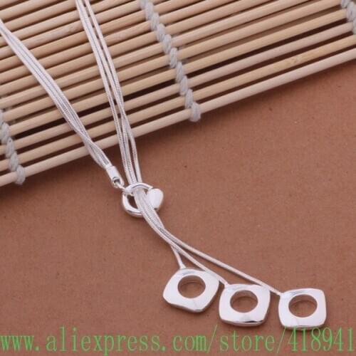Silver Plated Necklace, Silver Plated fashion jewelry Tai chi three wire squares /emsandza bnuakfba AN441