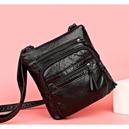 Casual Crossbody Bag Women Soft PU Leather Shoulder Bag Multifunction Messenger Handbag Fashion Small Square Bag Cellphone Pouch
