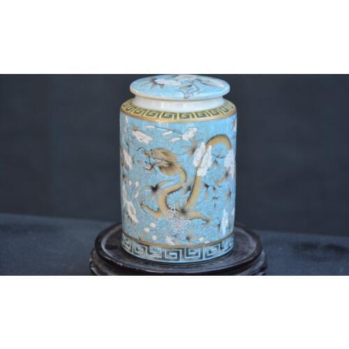 Rare QingDynasty porcelain jar,pastel glaze,Drgon,coffee jar,Hand-painted crafts,Decoration,collection &Adornment