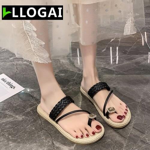 2021 Bohemia Flat-on Sandal Woman Shoes Summer Gladiator Thin Strips Beach Sandals Mujer Female Flip Flops Slides Shoes Woman