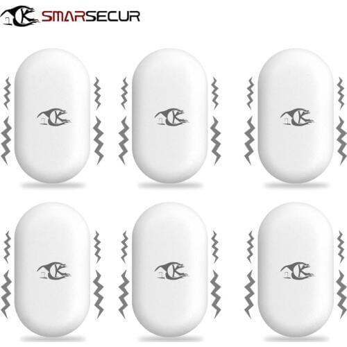 SMARSECUR 6pcs Wireless 433Mhz Vibration Sensor Shock Detector for Intruder Security System