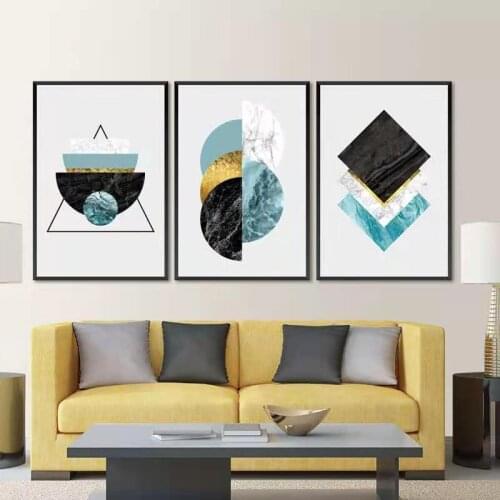 Abstract Modern Minimalist Shape And Color Block Geometric Figure Decorative Painting Bedroom Bedside Mural