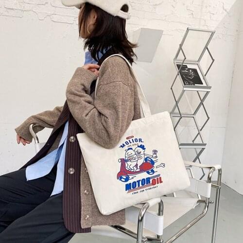 Shopper Letters Print Handbag Foldable Grocery Funny Shiping Bags Sacola Bolsas Reutilizables Eco Friendly Shoulder Tote Bag