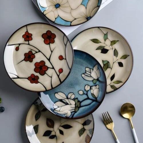 Dish Plate очки квадратные уши зайца Dinner Household Good-Looking Fruit Steak Disc Japanese Ceramic Deep Creative Glaze