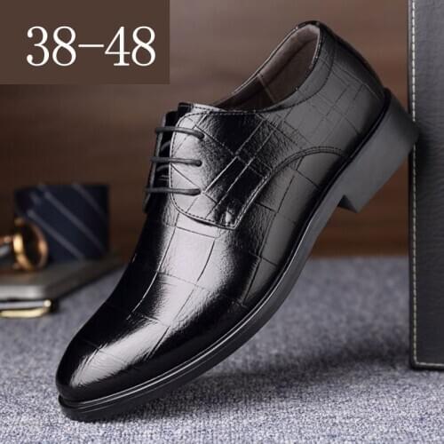 Mazefeng Men Leather Formal Shoes Lace Up dress shoes Oxfords Fashion Retro Shoes Elegant work Footwear Business Plus Size 38-48