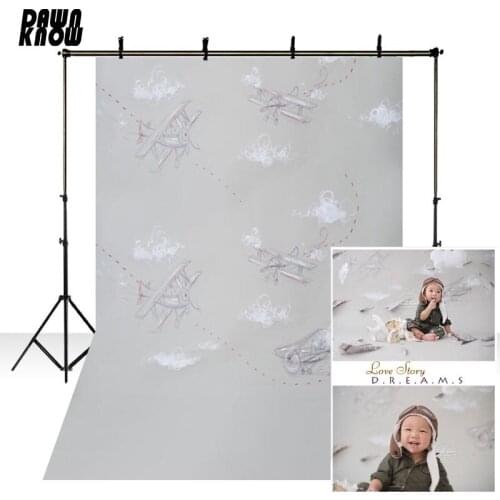 DAWNKNOW Vinyl Photo Backdrops Plane New Fabric Flannel Photography Background Wallpaper For Children Photo Studio CM6736