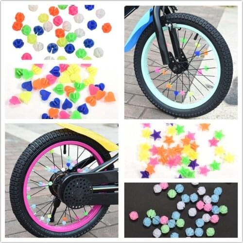 36Pcs Colorful Safety Kids Clip Bicycle Round Multi-color Love Heart Stars Wheel Bike Accessories Decoration Bead Spoke Beads