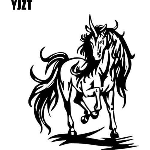 YJZT 14.2CM*17.4CM Unicorn Creative Decoration Body Of Car Car Stickers Vinyl Decal Black/Silver C4-1777