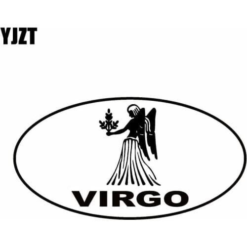 YJZT 15.2CM*8CM VIRGO Oval Car Sticker Vinyl Decal Zodiac Horoscope Black Silver C10-01703