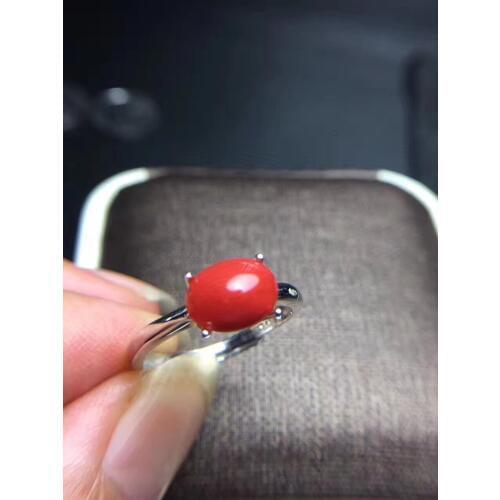 Natural red coral gem Ring Natural gemstone ring 925 sterling silver Stylish elegant simple round oval women girl party Jewelry