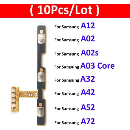 10Pcs/Lot, Power On Off Volume Side Button Key Flex Cable Replacement Parts For Samsung Galaxy A02 A025F A02S A027F A12 A125F