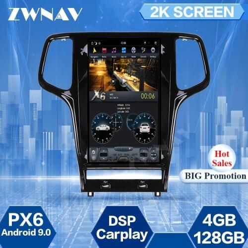 128G Tesla Screen For Jeep Grand Cherokee 2010 2011 2012-2019 Android 9.0 Car Multimedia Player GPS Navigation Radio Stereo Unit