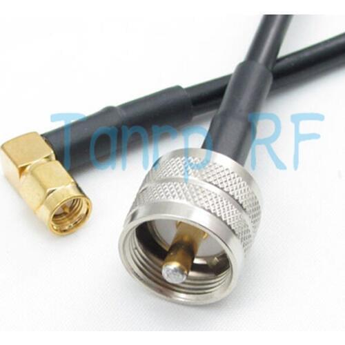 Free shipping! 6FEET 2M RG58 cable UHF male plug to SMA male plug right angle extension 200CM RF Pigtail coaxial jumper cable