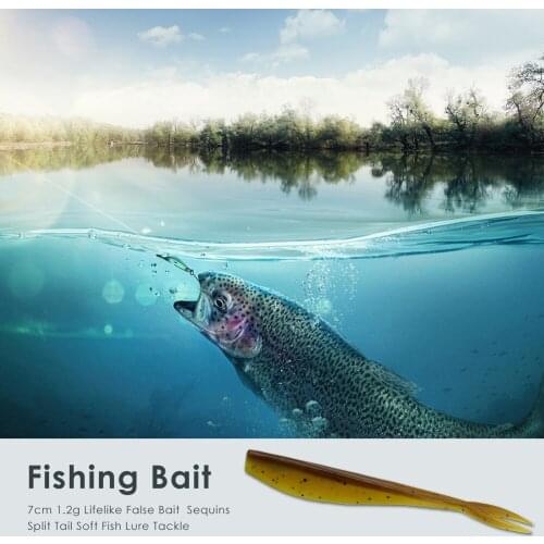 Sequins Split Tail Soft Fish Lure Crankbait Tackle Artificial Jig Wobblers Crankbait Fishing 7cm 1.2g Lifelike False Bait