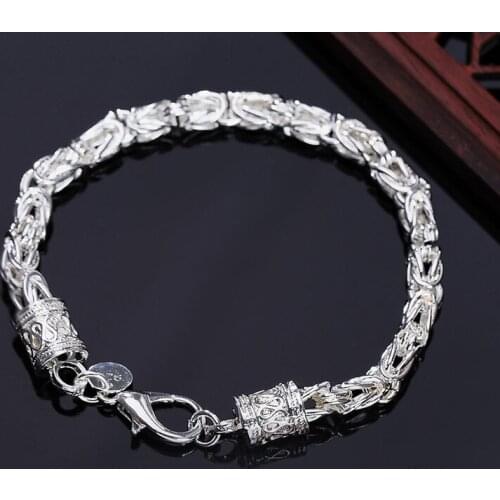 925 Sterling Silver Lobster Clasp Bracelet For Woman Man Fashion Wedding Engagement Jewelry