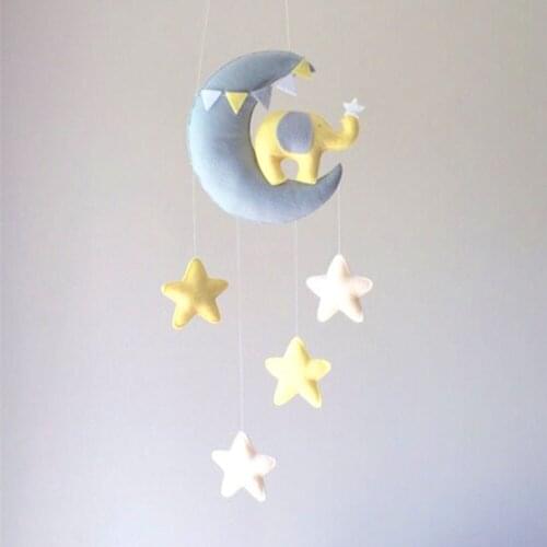 Baby Toys Moon Swan DIY Rattles Mom Handmade Bed Bell Toy Rotating Mobile For Crib Baby Toy Music Box Animal Rattle Bed Wind-up