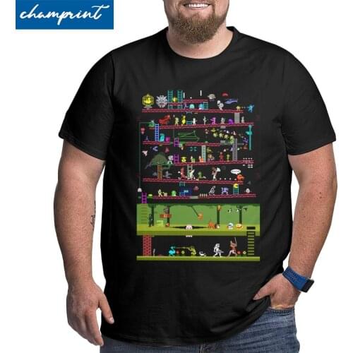 Mens T-Shirts 50 Video Game Classics Big Tall Tee Shirt Arcade Game Collage FC Console T Shirt O Neck Top Plus Size 4XL 5XL 6XL