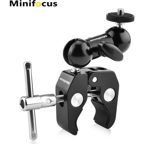 Camera Clamp Mount Monitor Mount Bracket Super Clamp Cool Double Ballhead Arm Adapter for Monitor Video Light Microphone Gimbal