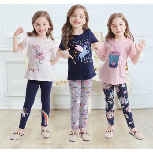 Girls Clothes Sets Fashion Unicorn Outfits for Kids Girls Cartoon Tops T-shirt + Pencil Pants 2PCS Casual Teen Children Clothing