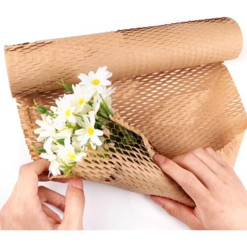 Kraft Wrapping Paper Honeycomb Cushioning Wrap Roll Diy Decorative Gift Packing Material Wedding Birthday Party Packaging Paper