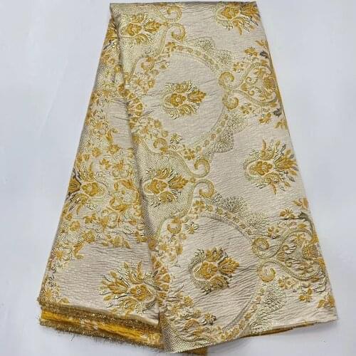 Fashion 5Y African Jacquard Brocade Fabric Cloth Nigerian Lace Material DIY Patchwork Tissus Telas For Sewing Bridal Dress PJZ11