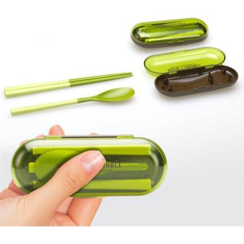 Korean Style Kitchenware Kits Chopsticks Foldable Plastic Dishes Tableware Lunch Box Tourist Camping Dinnerware Sets