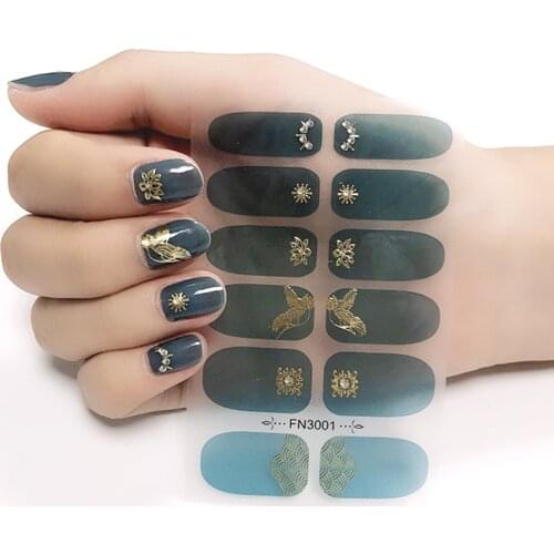 12pcs/sheet 3D Summer Complete Nail Decals Waterproof Self-adhesive DIY Manicure Nail Stickers Designer Accesoires