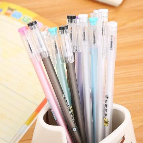Creative New Transparent Gel Pen Cute Cartoon Stationery With Word Painted Water-Based Signature Pen School Office Supplies Pen