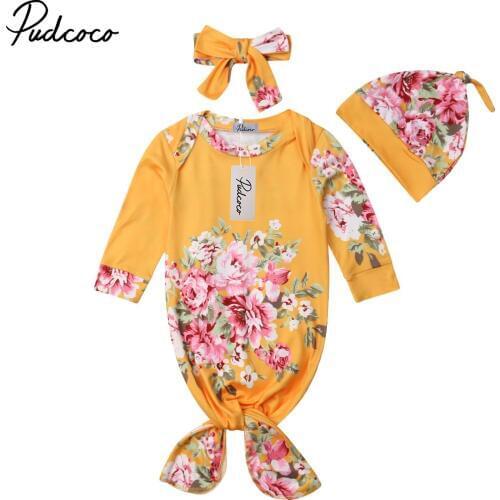 Pudcoco Newborn Baby Snuggle Swaddling Blanket Sleeping Bag Swaddle Wrap+Headband+Hat