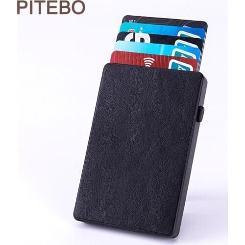 PITEBO Business people automatically pop up card holder bank credit card business card box metal card holder custom wallet nice