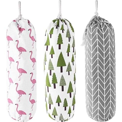 Hanging Garbage Bags Storage Organizer Dispenser Kitchen Wall Mounted Reusable Grocery Bags Home Kitchen Accessories Dropship