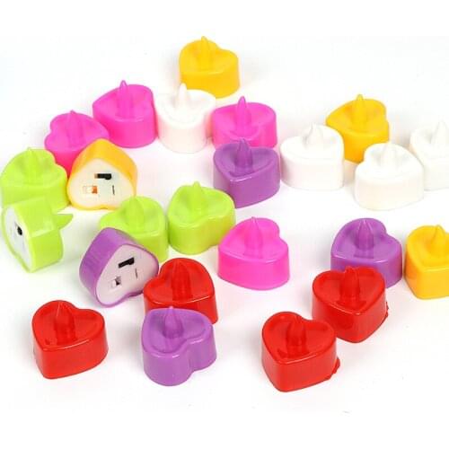 Romantic LED Tea Light Love Heart Shaped Flickering Electronic Candle Night Light for Wedding Party Valentine Decoration